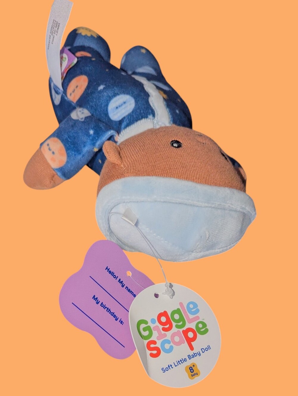 Gigglescape Plush AA Baby Boy Toy Bow Doll Soft Lovey Planets Space Bodysuit - Picture 2 of 4